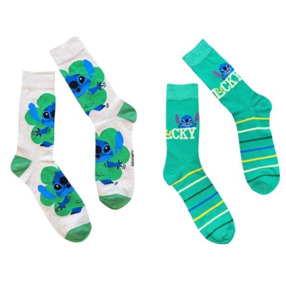 Disney Stitch St. Patrick's Day Socks Bundle (2 Pairs) | NWT